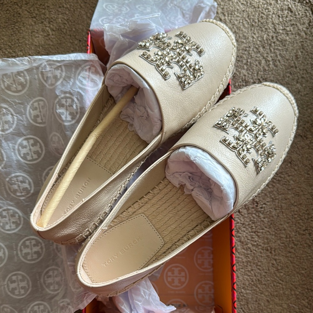 Tory Burch Cream Espadrille Shoes